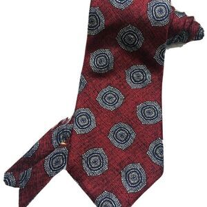 Oscar de la Renta Mens Tie‎ Red Geometric Pattern